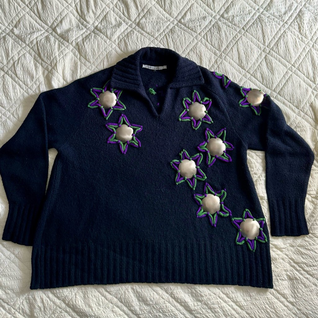 1995AW Dirk Bikkembergs 刺繍メタルニット - ARCHIVESTOCK