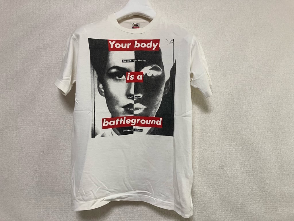 ©️1995年 90s バーバラクルーガー barbara kruger tシャツ Vintage 90's Barbara Kruger “ Yourbody is Battleground Fotofolio