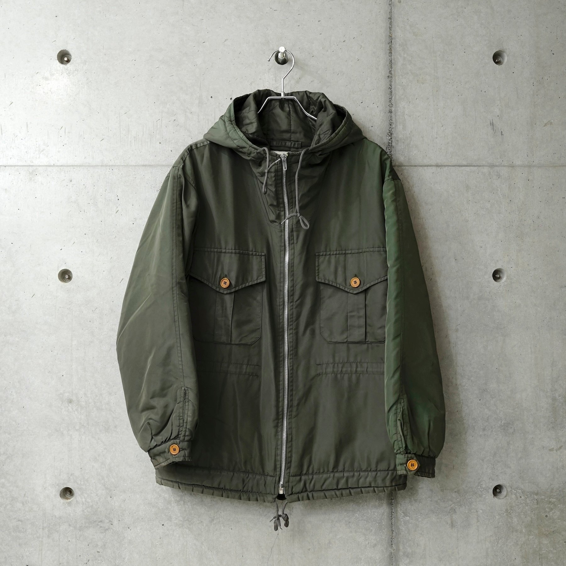 【関税込み】Helmut Lang カーキ ジッパー シアリングコート HELMUTLANG 1998 本人期 ナイロンジップパーカー カーキ