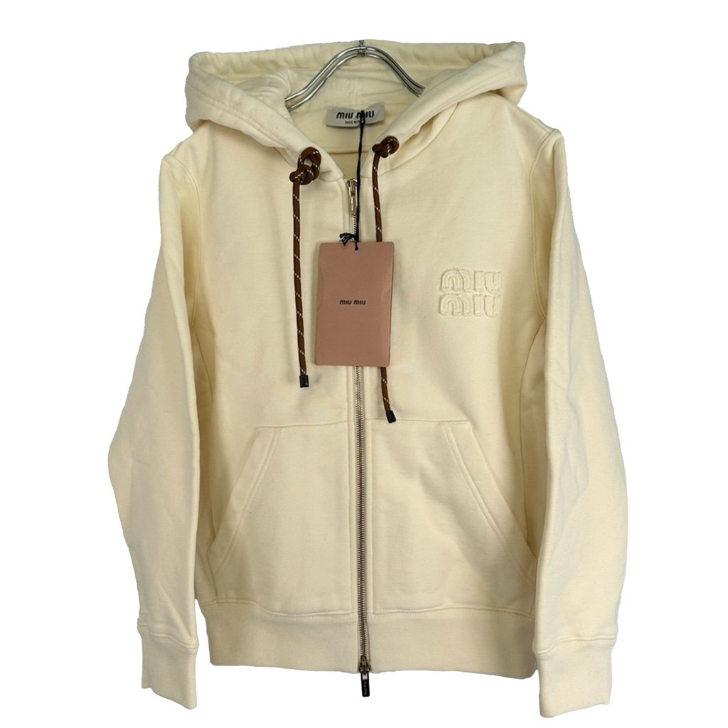 miumiu ロゴ　パーカー MIU MIU (ミュウミュウ) 胸ロゴ フルジップ パーカー MIUMJL063159B