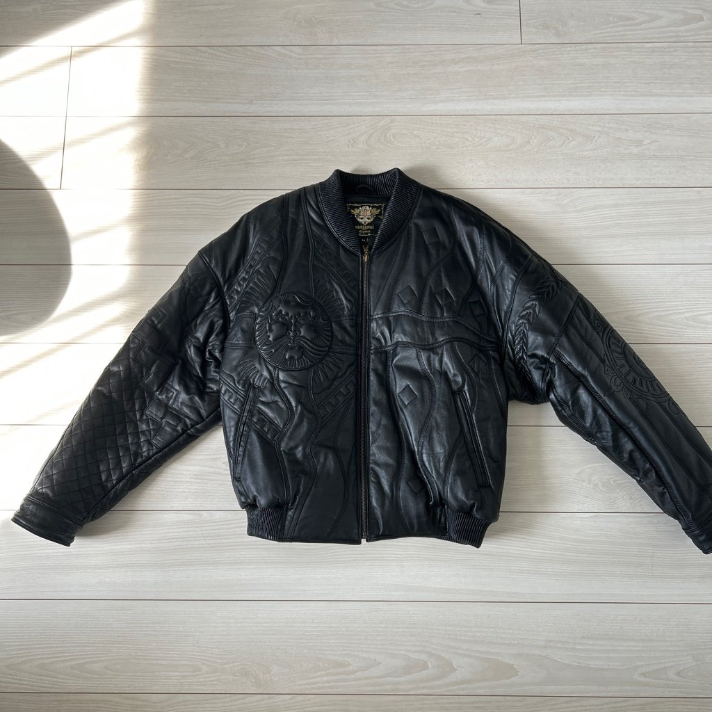 【羊革】maggoni elegance レザージャケット 総柄 黒 L 本革 BE6EEC08-1389-4826-9EA2-