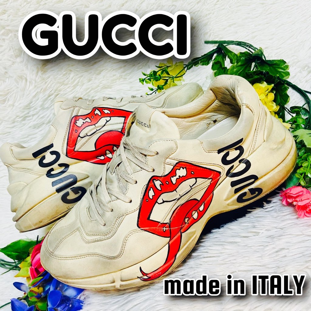 ヴィンテージ加工✨GUCCI✨グッチ✨スニーカー✨ライトン✨リップ 