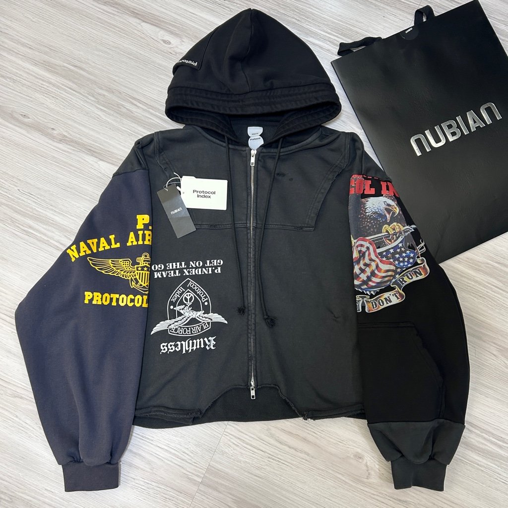 protocol index パーカー Protocol-Index Upside Down Zip Hoodie - Reconstructed, vintage
