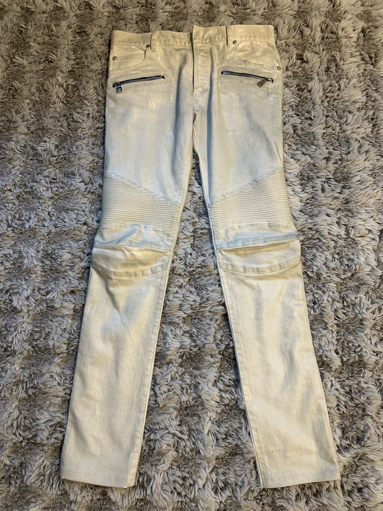 Balmain コーティング バイカーデニム ホワイト 30 - ARCHIVESTOCK