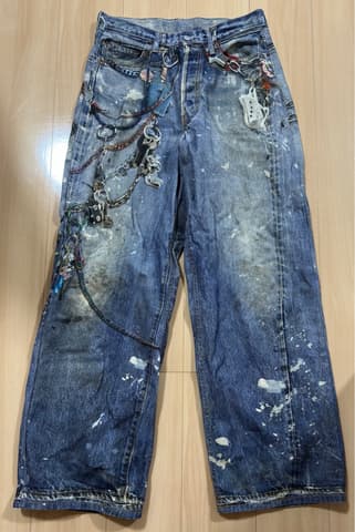 2000s phenomenon damage skinny denim pants - ARCHIVESTOCK