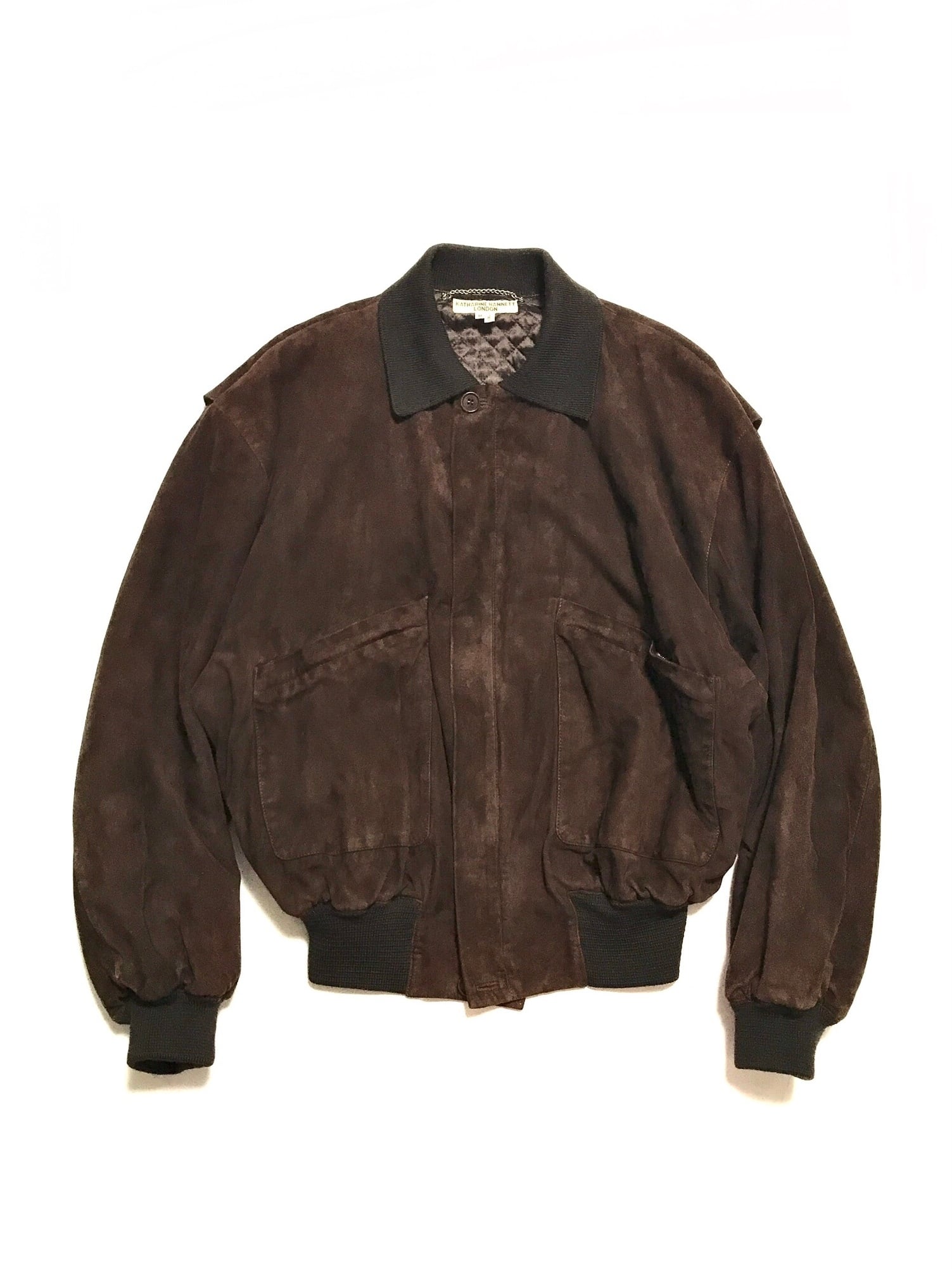 1990F/W KATHARINE HAMNETT LONDON Ex-Soft Su?de Leather Bomber JK