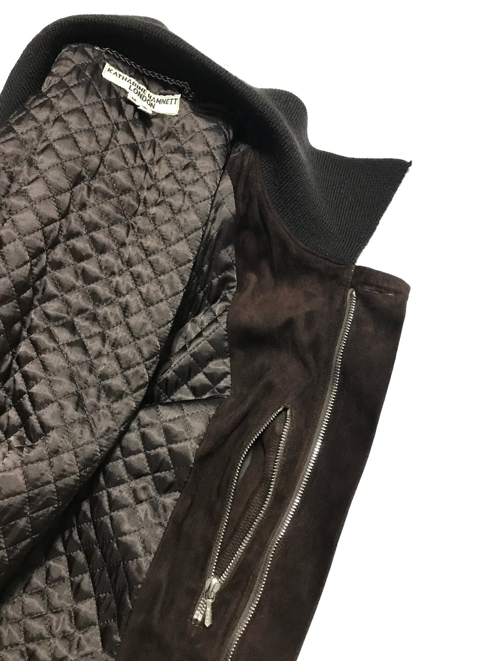 1990F/W KATHARINE HAMNETT LONDON Ex-Soft Su?de Leather Bomber JK