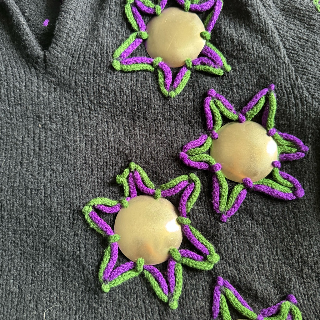 1995AW Dirk Bikkembergs 刺繍メタルニット - ARCHIVESTOCK