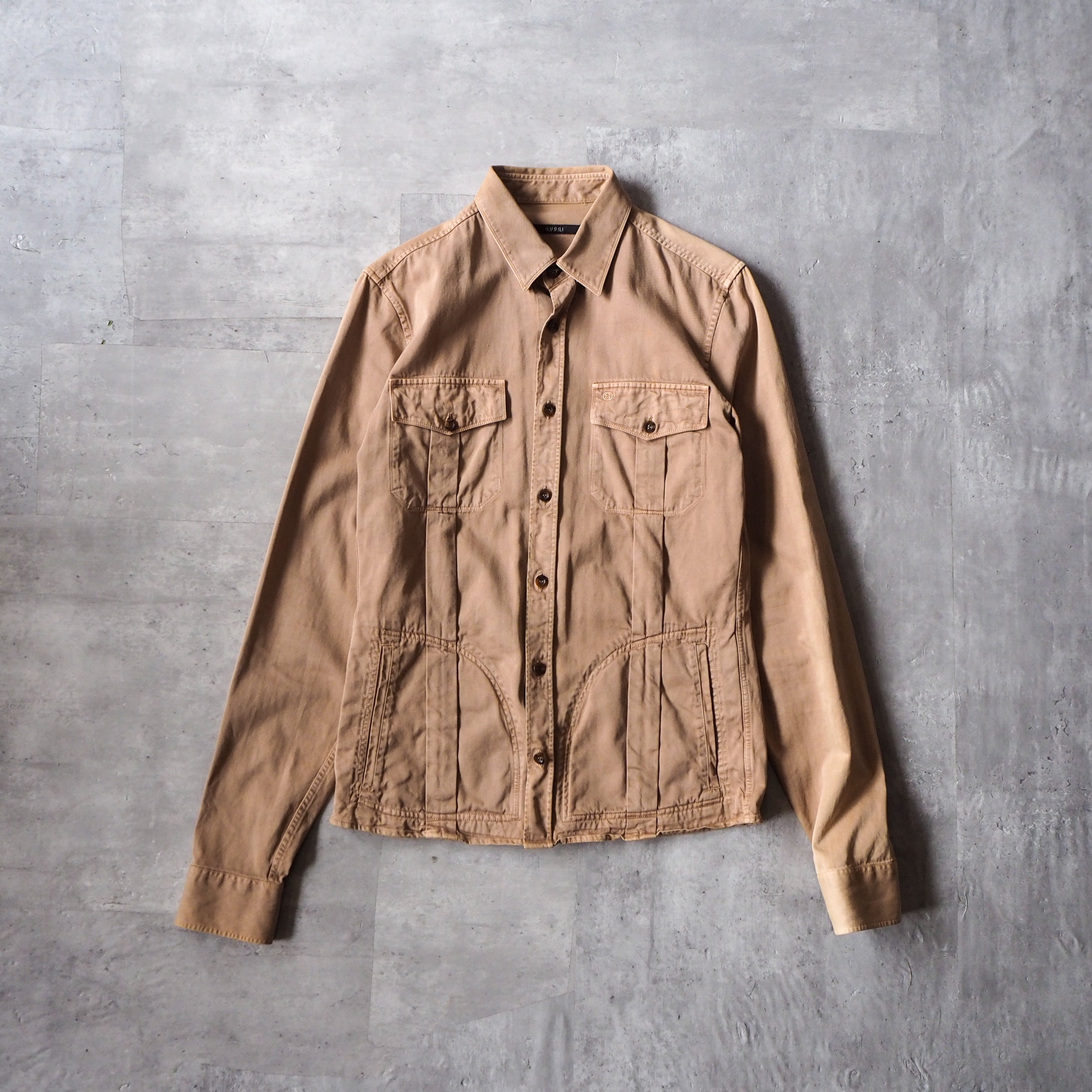 【美品】GUCCI サファリシャツ グッチ GUCCI” safari shirt グッチ フリーダ期 黒タグ サファリシャツ