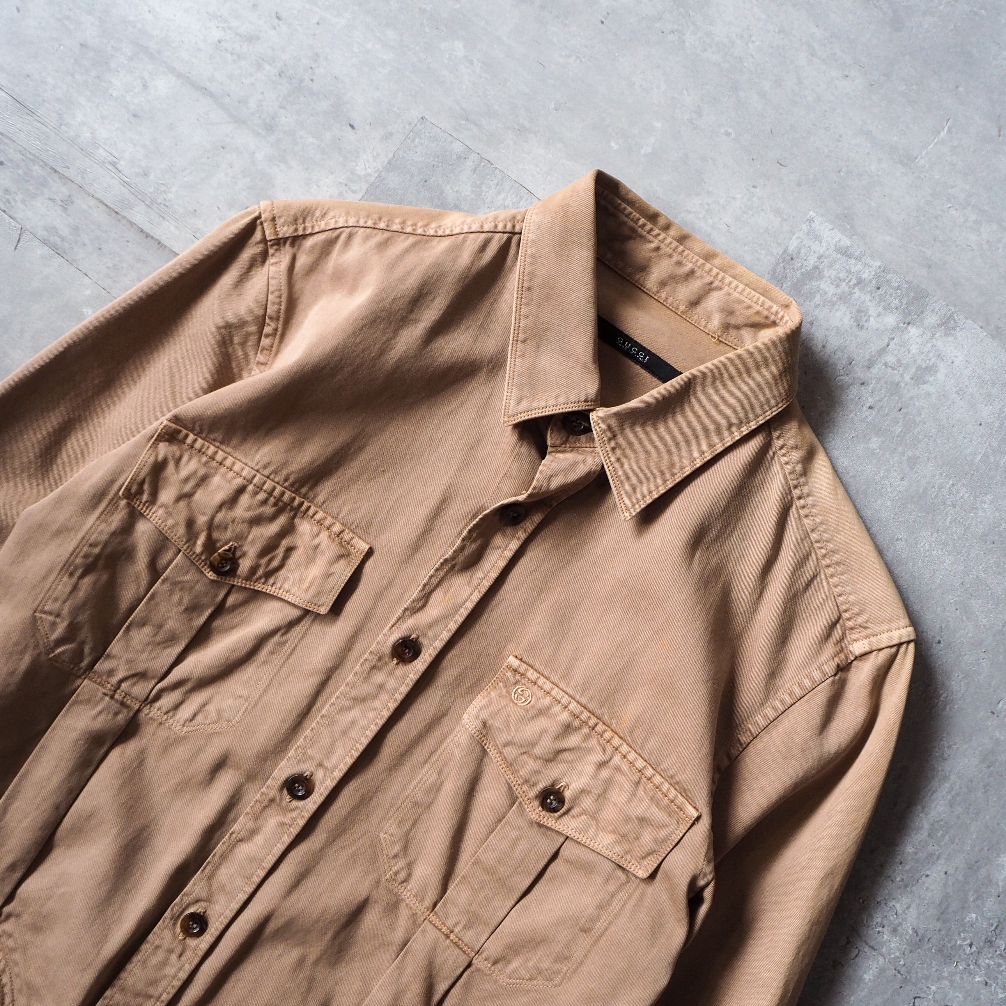 【美品】GUCCI サファリシャツ グッチ GUCCI” safari shirt グッチ フリーダ期 黒タグ サファリシャツ
