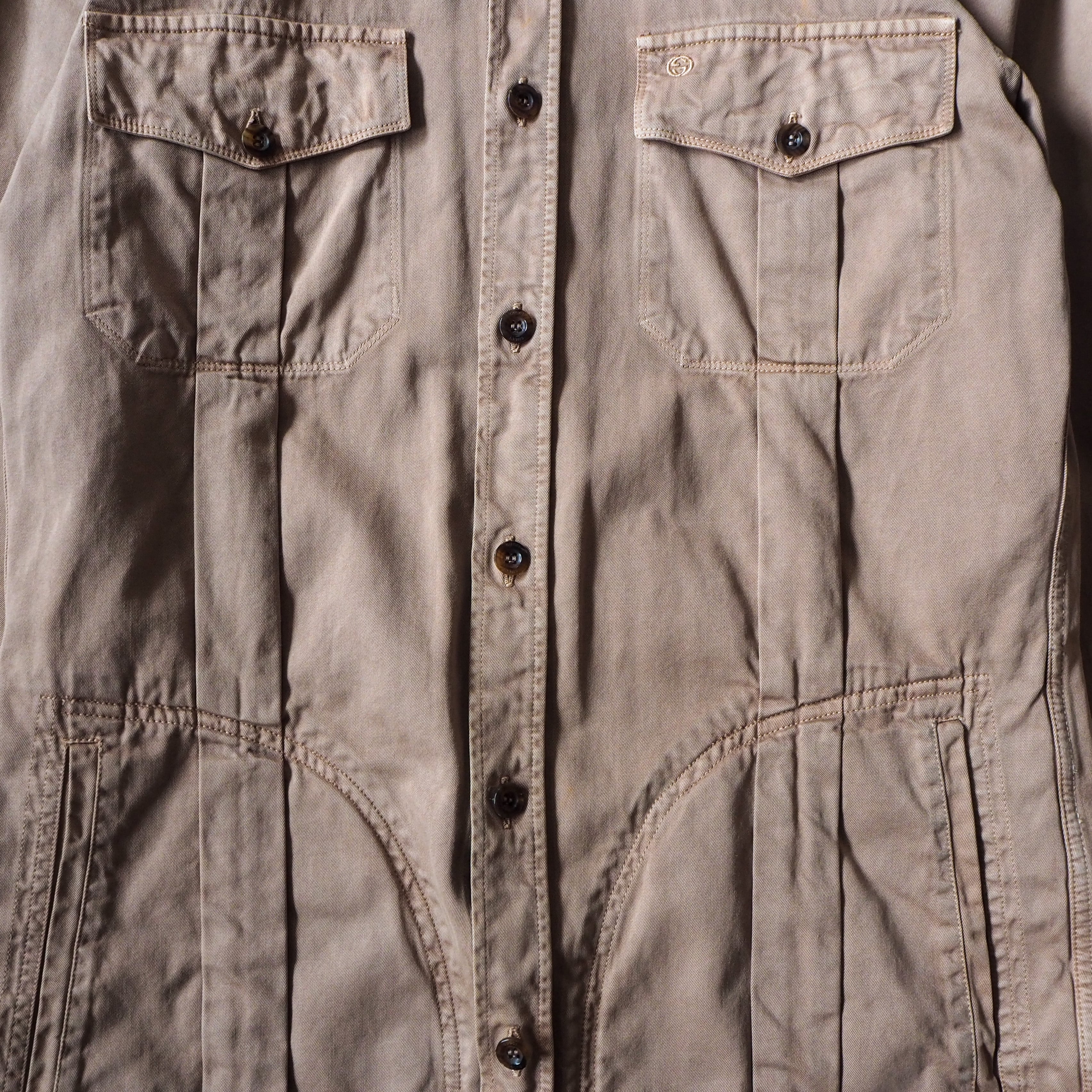 【美品】GUCCI サファリシャツ グッチ GUCCI” safari shirt グッチ フリーダ期 黒タグ サファリシャツ