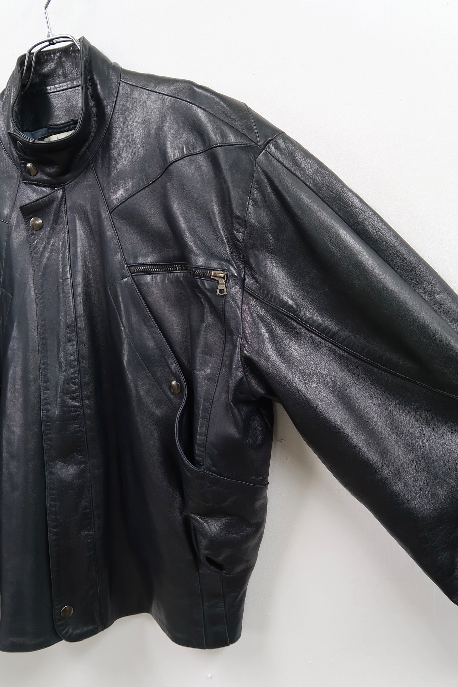【大幅値下げ】　CLAUDE MONTANA レザージャケット　希少デザイン c1980's CLAUDE MONTANA pour IDEAL CUIR Full-Zip Lamb Leather