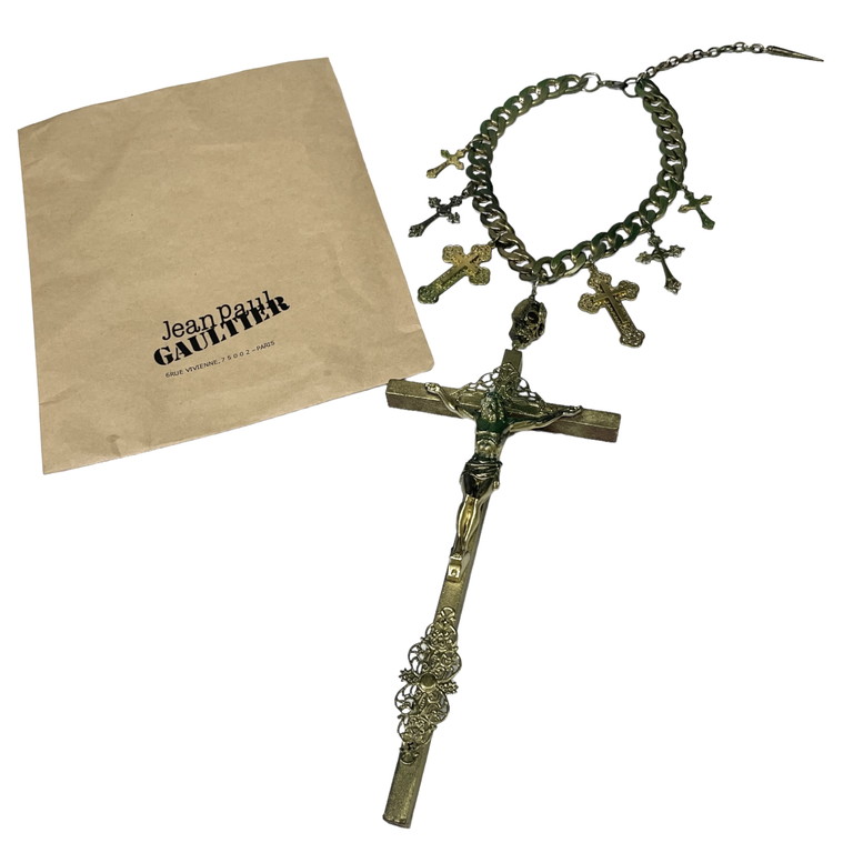Jean Paul GAULTIER 磔刑クロススカルチェーンネックレス 十字架