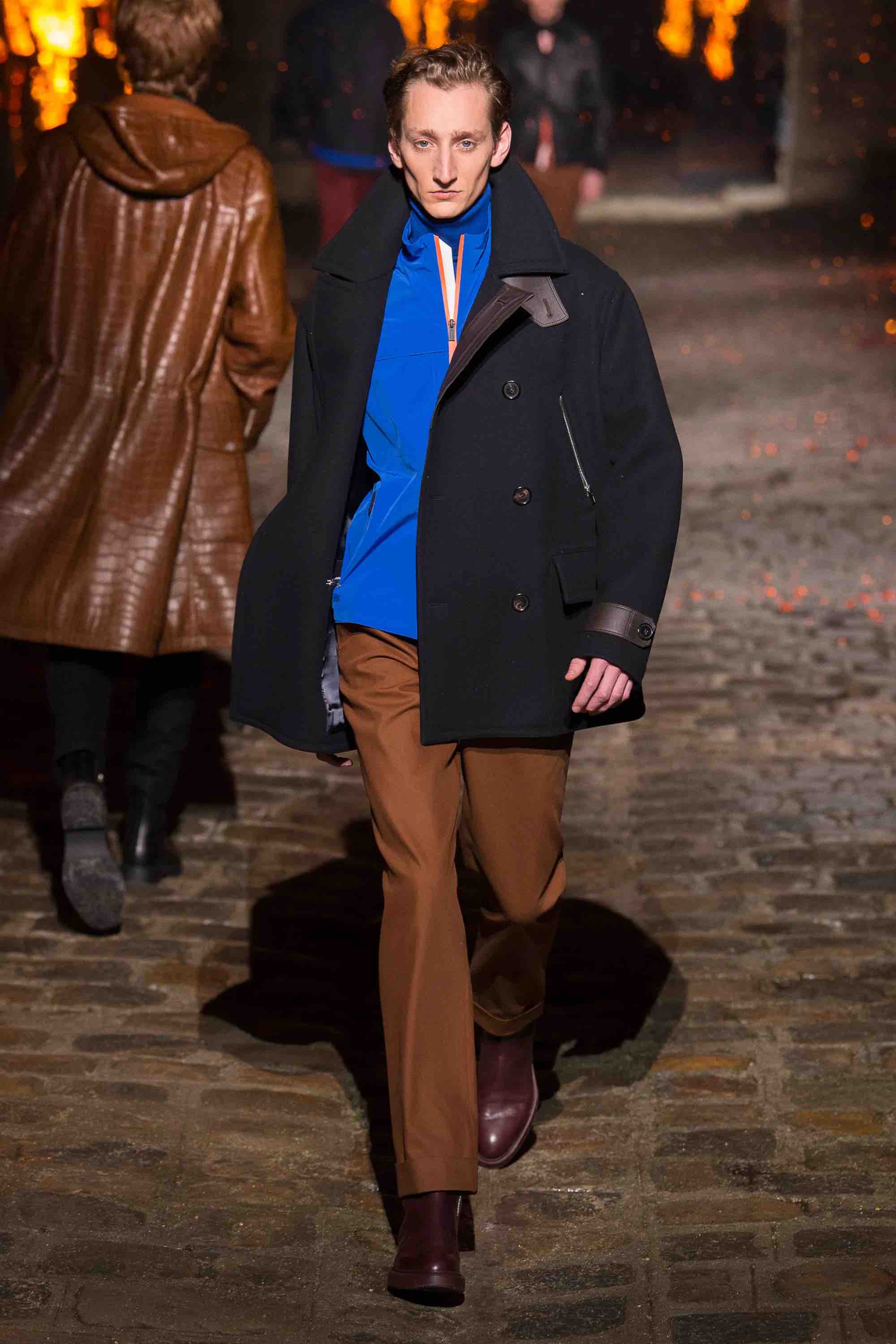 エルメス　ピーコート　18aw ウール　コンパクト180'S チェスターコート HERMES レザー&ウール Super 180's Pコート 44 - ARCHIVESTOCK
