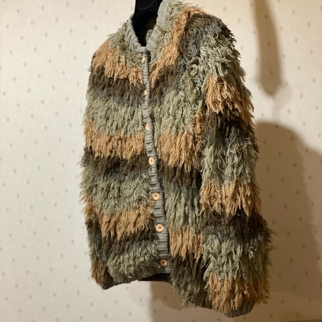 70s-80s issey miyake fringe knit cardigan stripe grunge ARCHIVE