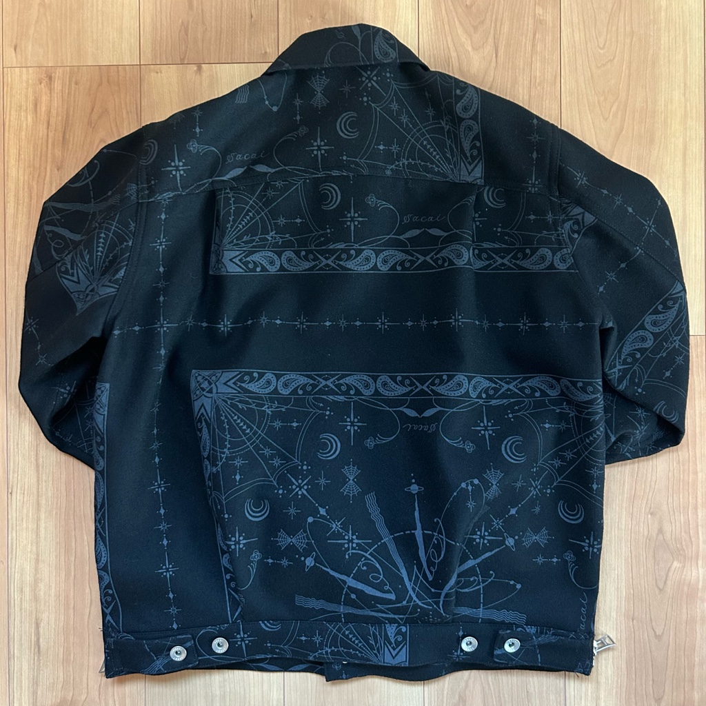 sacai × Dr.Woo wool bandana print cap 黒 sacai × Dr.Woo wool