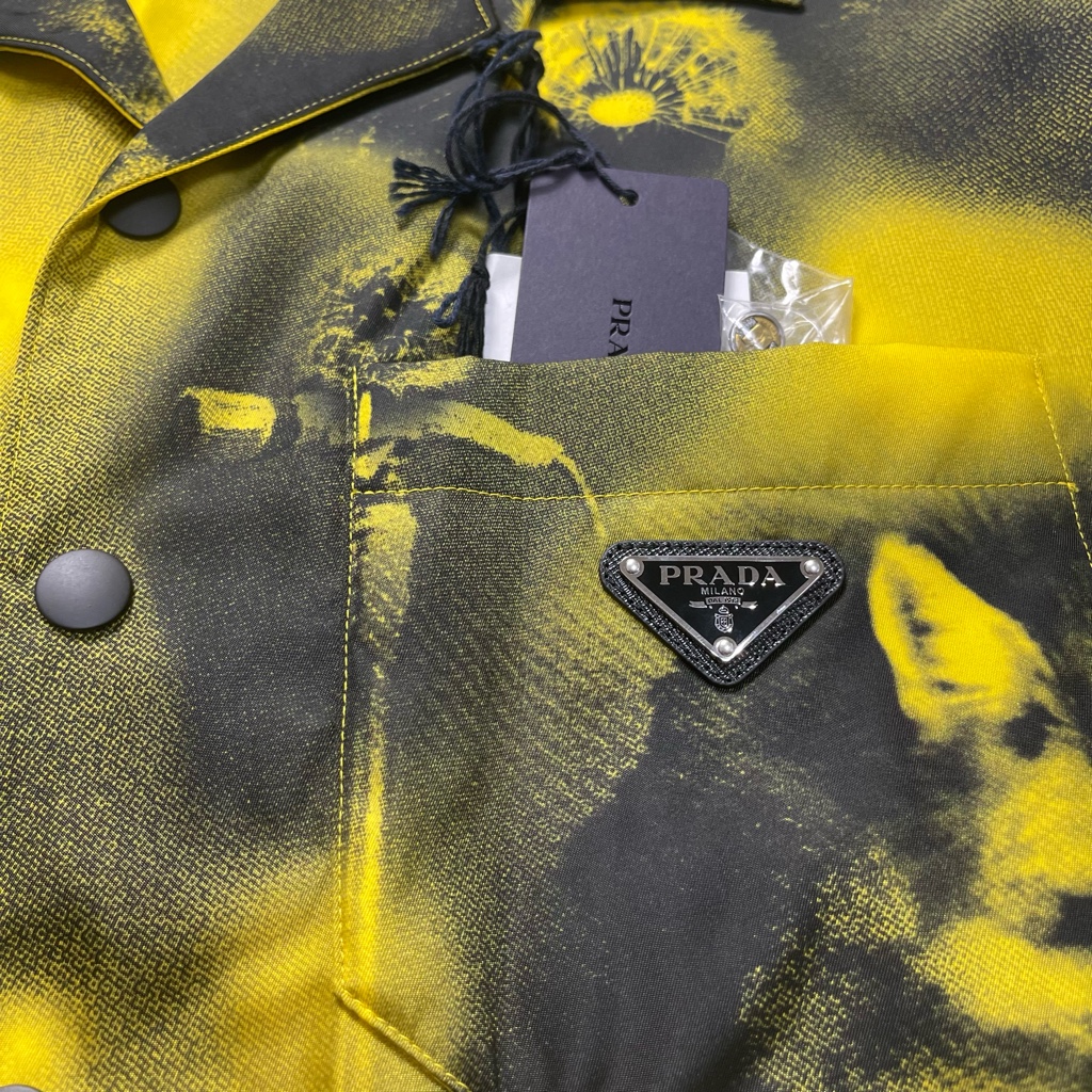 prada 22ss renylon プレートロゴ フラワープリント シャツ - ARCHIVESTOCK 