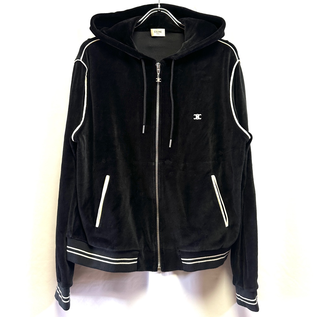 希少◇CELINE セリーヌ ベロアジップアップパーカー トリオンフ
