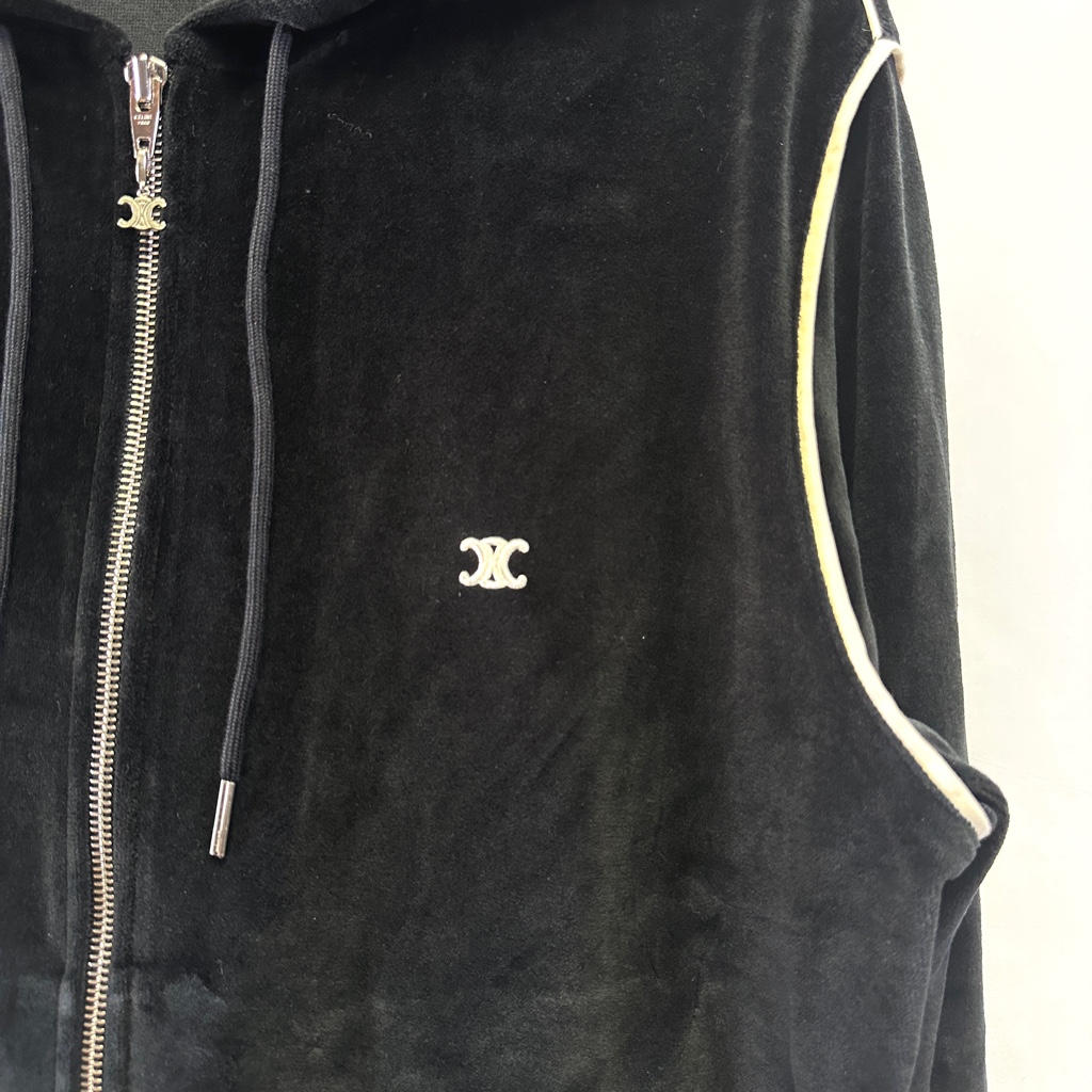 希少◇CELINE セリーヌ ベロアジップアップパーカー トリオンフ