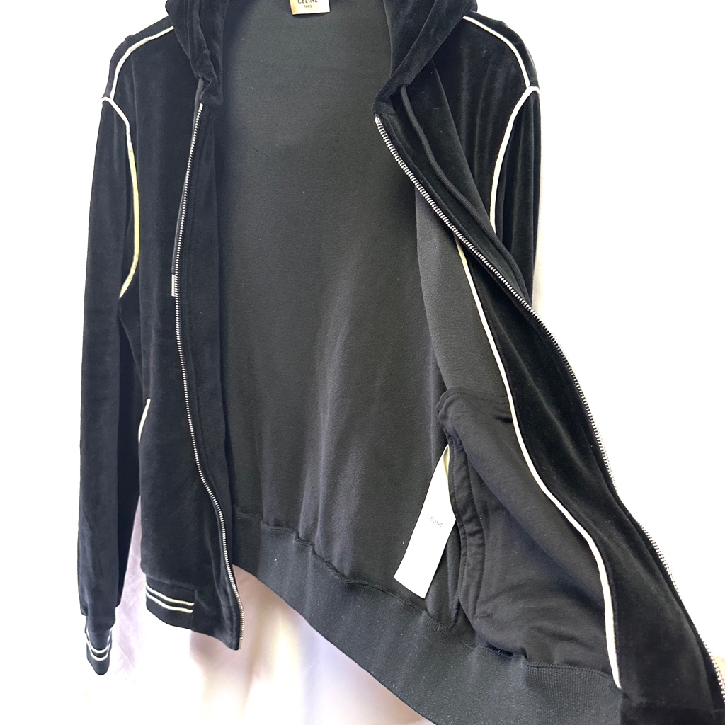 希少◇CELINE セリーヌ ベロアジップアップパーカー トリオンフ