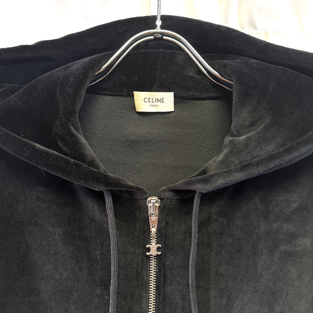 希少◇CELINE セリーヌ ベロアジップアップパーカー トリオンフ