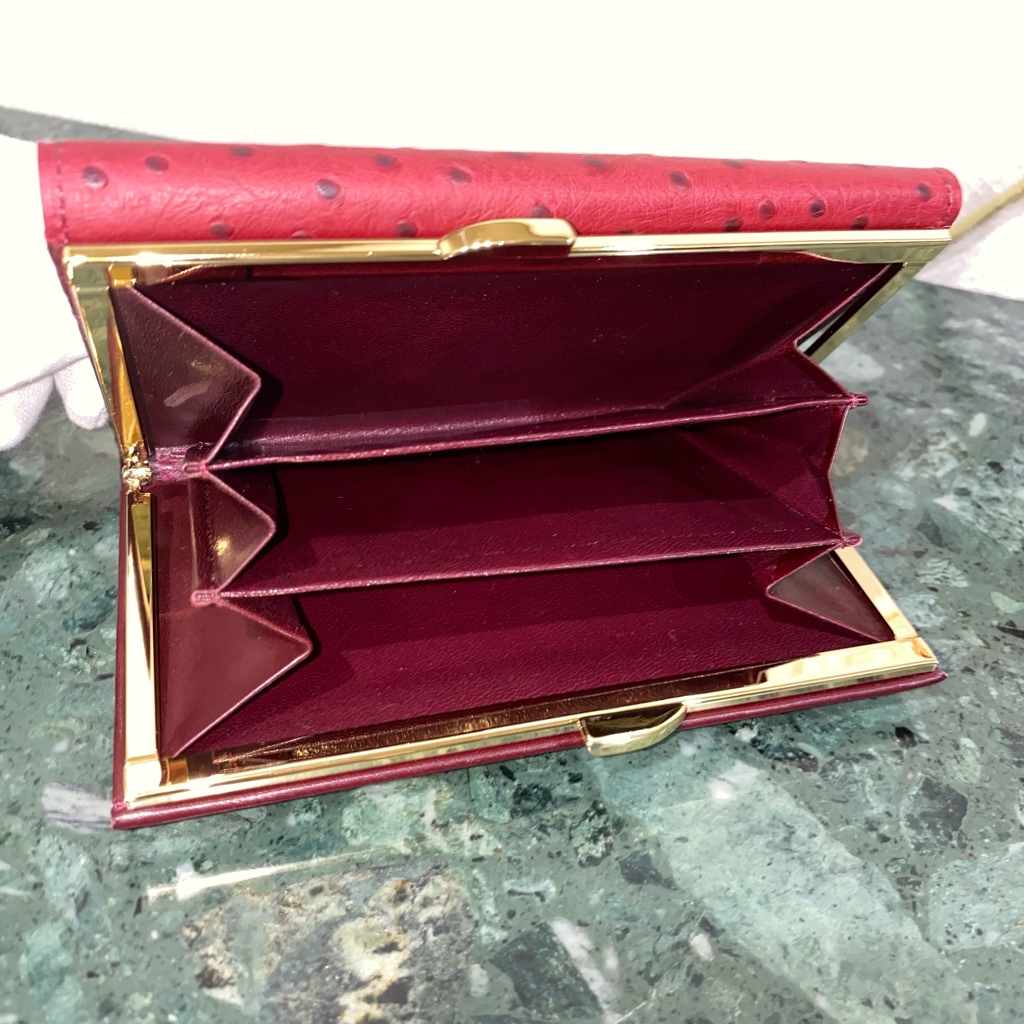 GIVENCHY trifold wallet ostrich embossed leather Bordeaux GIVENCHY trifold wallet ostrich embossed leather Bordeaux
