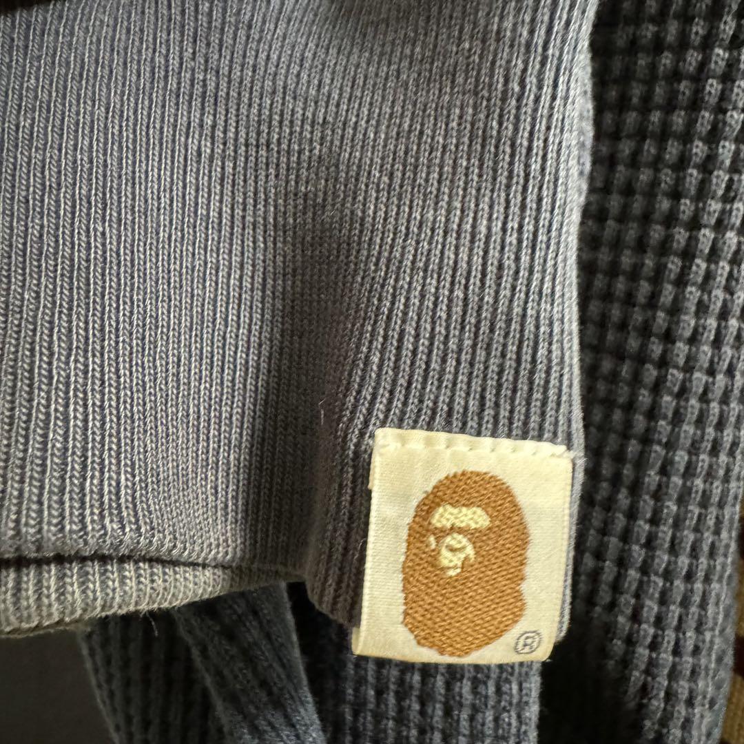 90s APE BAPE NIGO ロゴ刺繍 サーマル パーカー 古着 ストリート