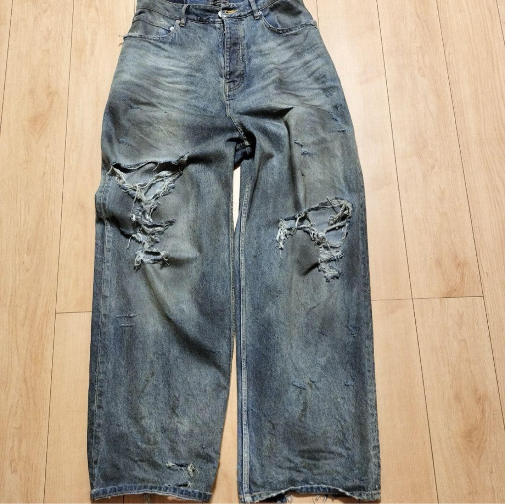 BALENCIAGA 23sS デストロイバギーデニム XS BALENCIAGA バレンシアガ 23SS Destroyed Knee Baggy Jeans