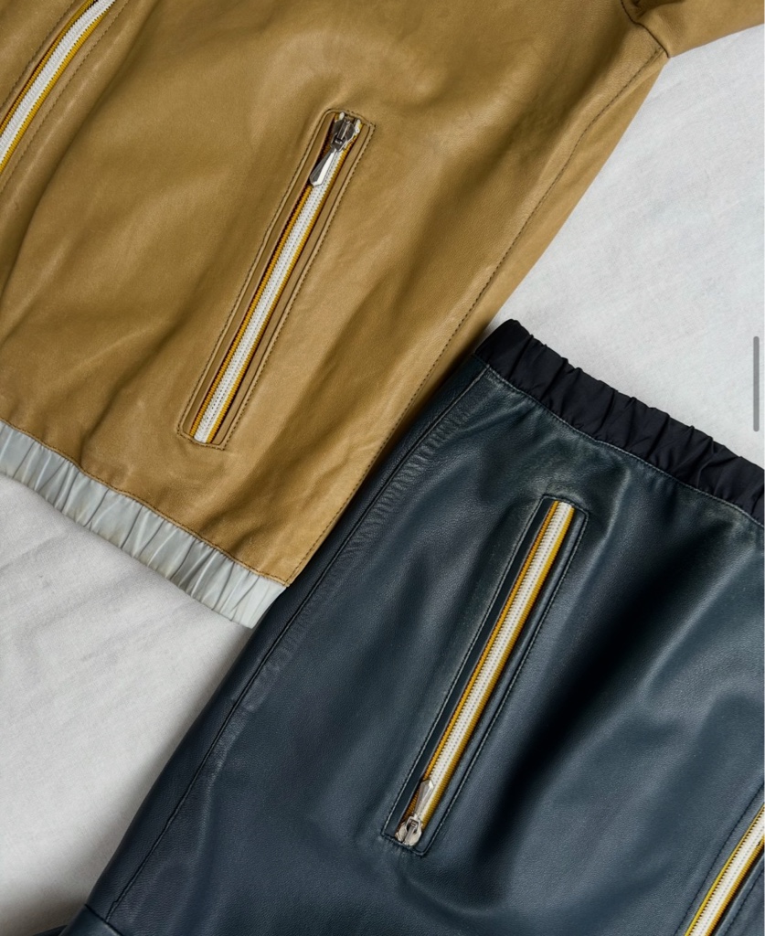 ジャケット・アウター 90s MIU MIU leather nylon blouson MIU MIU(ミュウミュウ) LEATHER NYLON BLOUSON レザージャケット