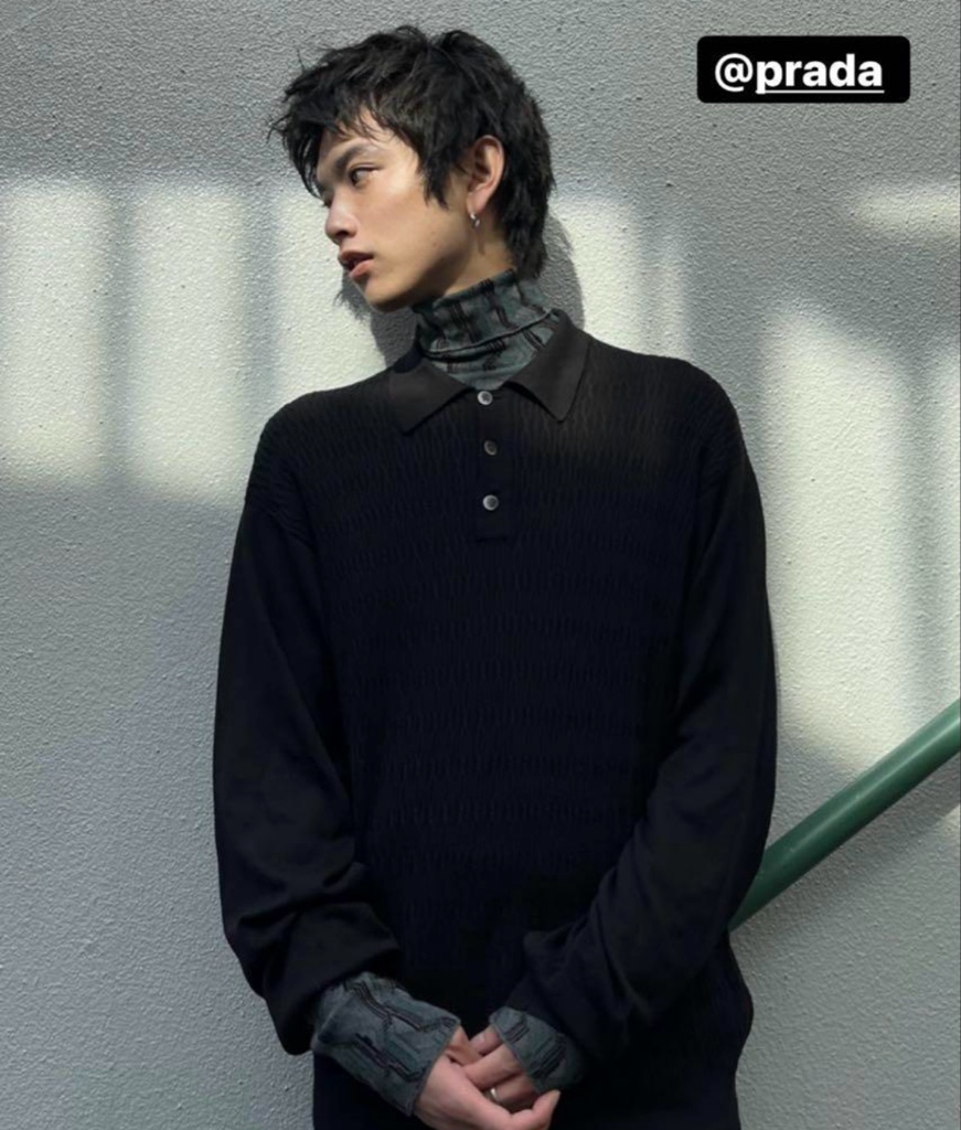21AW PRADA ウールジャガード タートルネック XL ニット