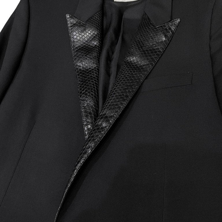 SAINT LAURENT PARIS 15SS パイソンレザーピークドラペル1Bテーラード  