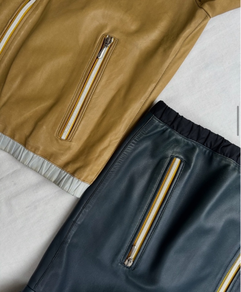 90s MIU MIU leather nylon blouson - ARCHIVESTOCK