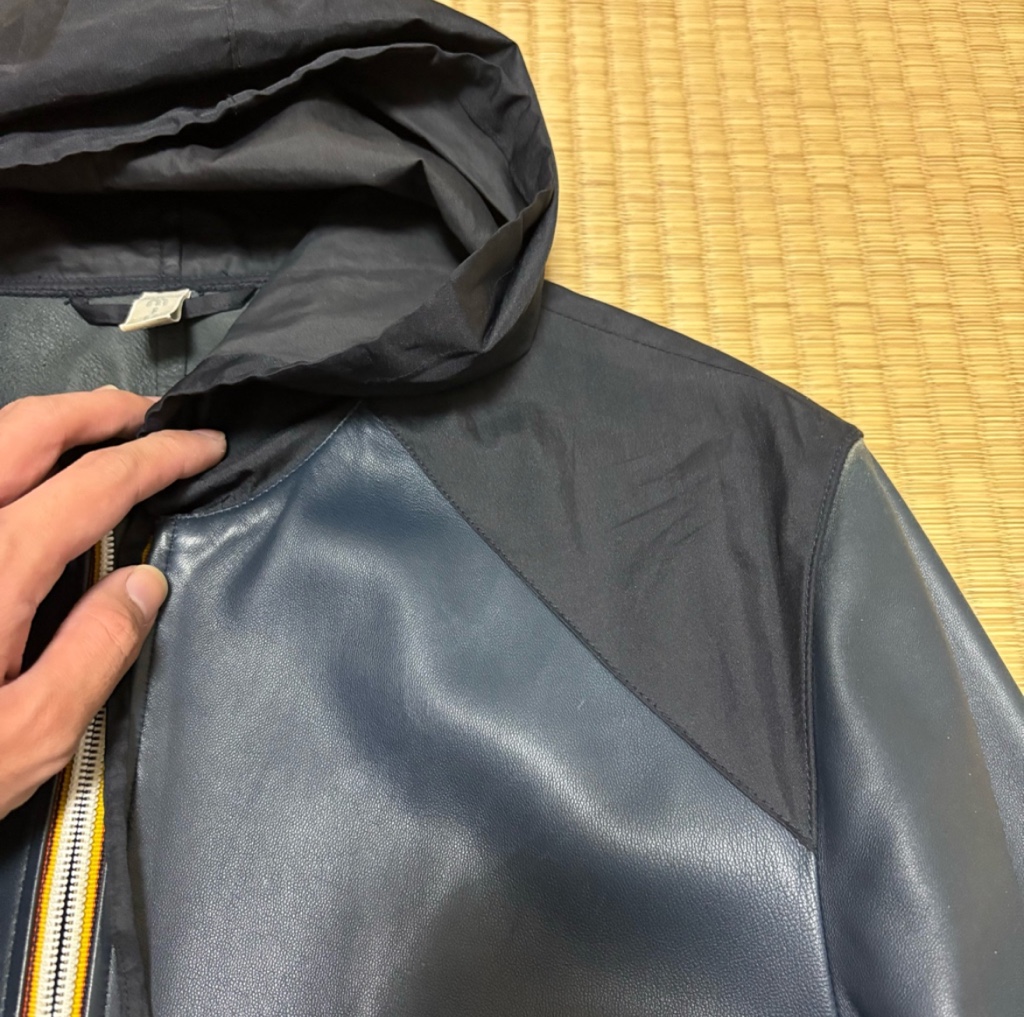 90s MIU MIU leather nylon blouson - ARCHIVESTOCK