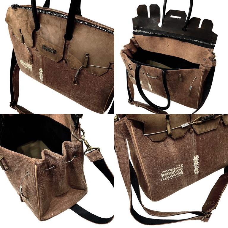 新品 ierib BARK 40 酒袋マーブルコードバンレザーハンドバッグ ierib