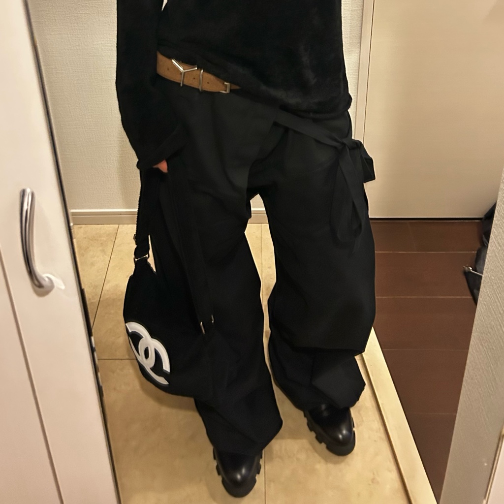 Acne Studios コットントラウザーズ Acne Studios - ツイルコットンブレンド トラウザーズ - ブラック