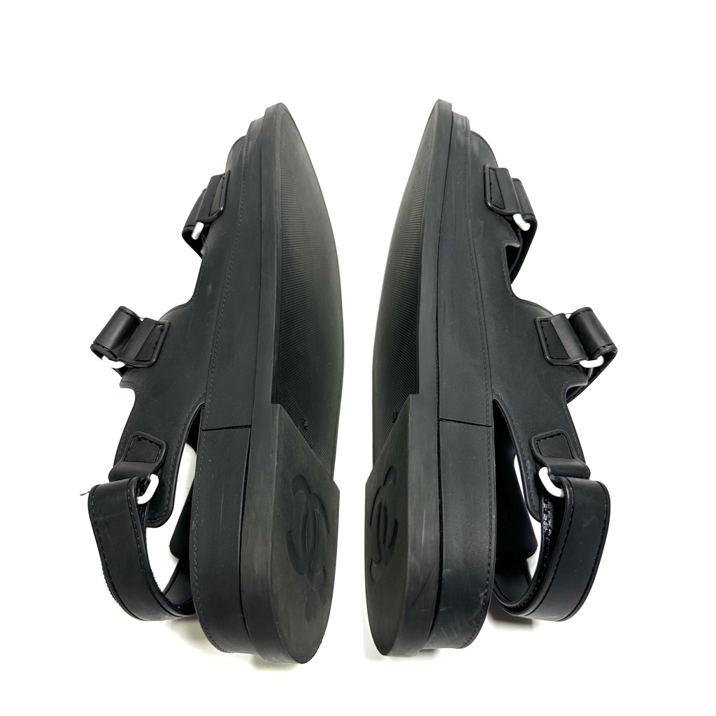 美品】CHANEL Sports Sandals Leather BLK 39 美品】CHANEL Sports Sandals Leather BLK 39