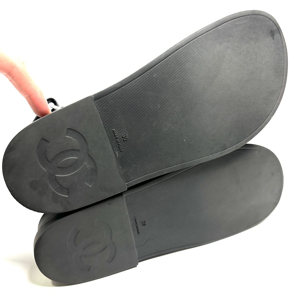 美品】CHANEL Sports Sandals Leather BLK 39 美品】CHANEL Sports Sandals Leather BLK 39