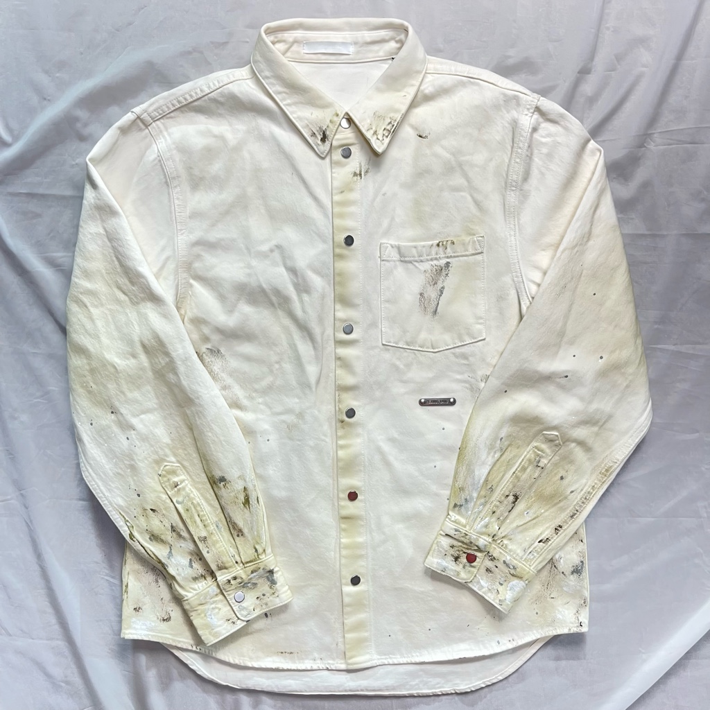 helmut lang 24aw ペンキ 加工 ロゴ デニム ジャケット helmut lang 24aw ペンキ 加工 ロゴ デニム ジャケット