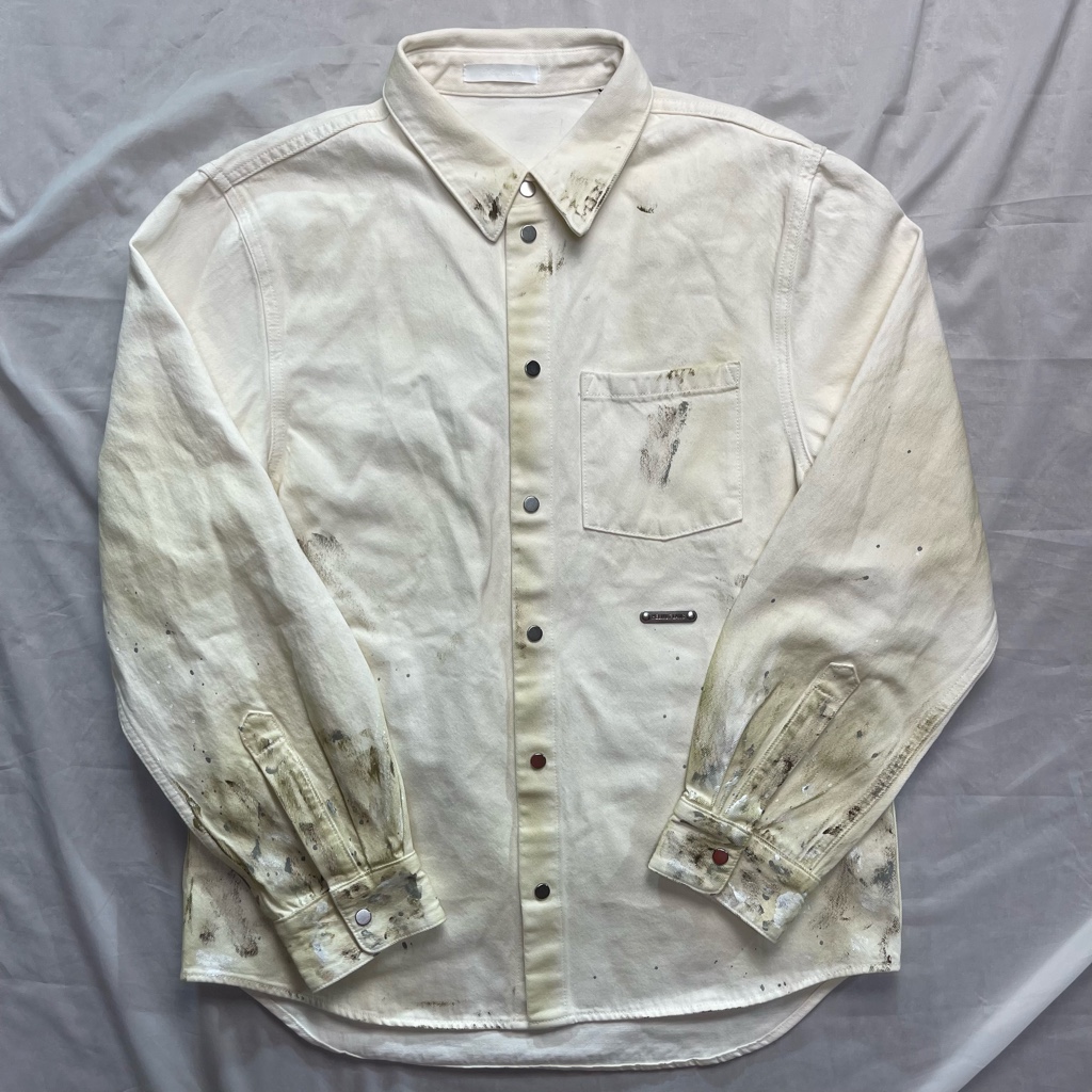 helmut lang 24aw ペンキ 加工 ロゴ デニム ジャケット helmut lang 24aw ペンキ 加工 ロゴ デニム ジャケット