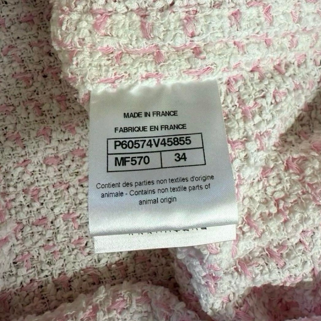 美品 18-19 CHANEL シャネル コットン ツイード ミニドレス ピンク 美