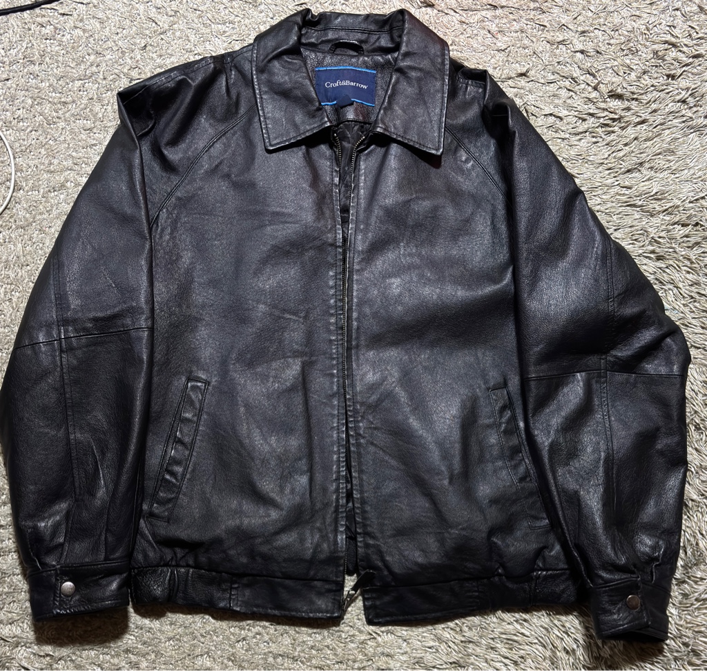 80s 90s 00s Croft&Barrow ブラックレザージャケット M