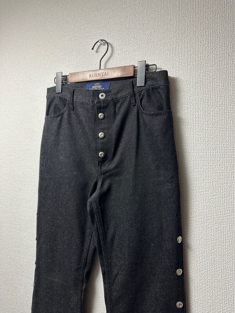 SHIKITARI Side snap bell-bottom denim（BLACK） - ARCHIVESTOCK