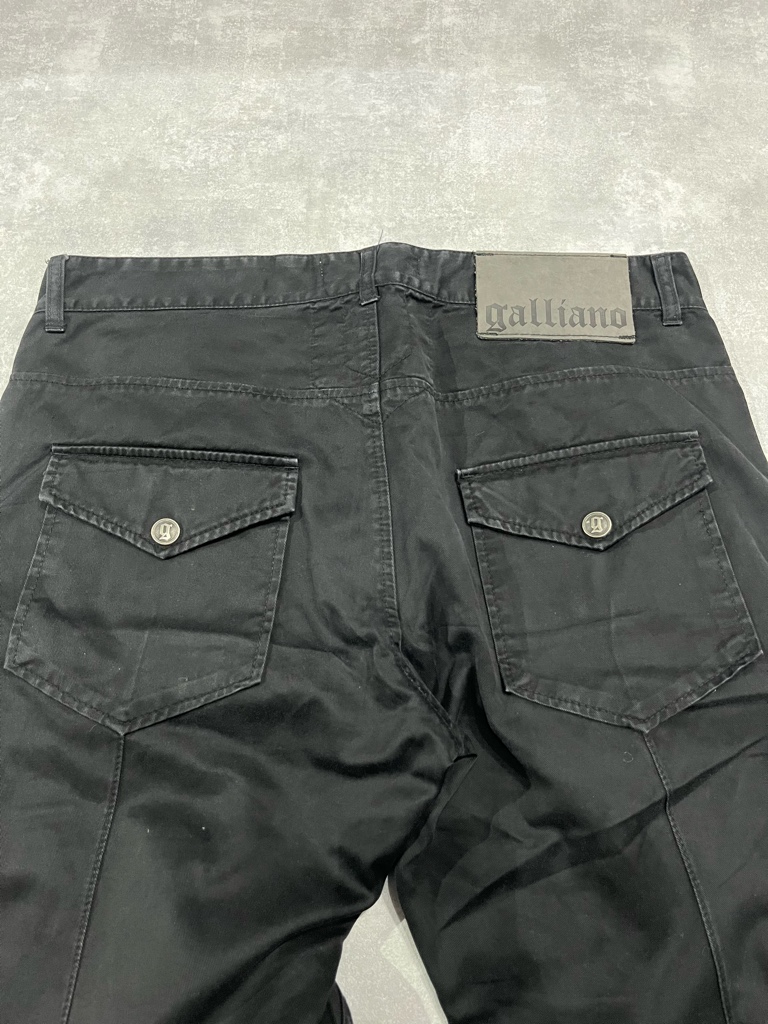 galliano カーゴパンツ バイカーパンツ 立体裁断 ブラック