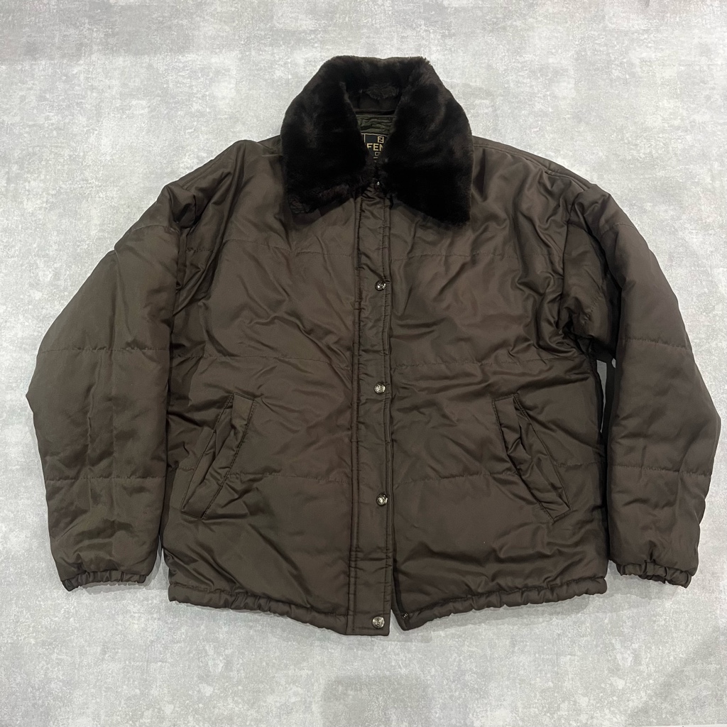 FENDI JEANS 90s ナイロンジャケット ブラウン 中綿 イタリア製 