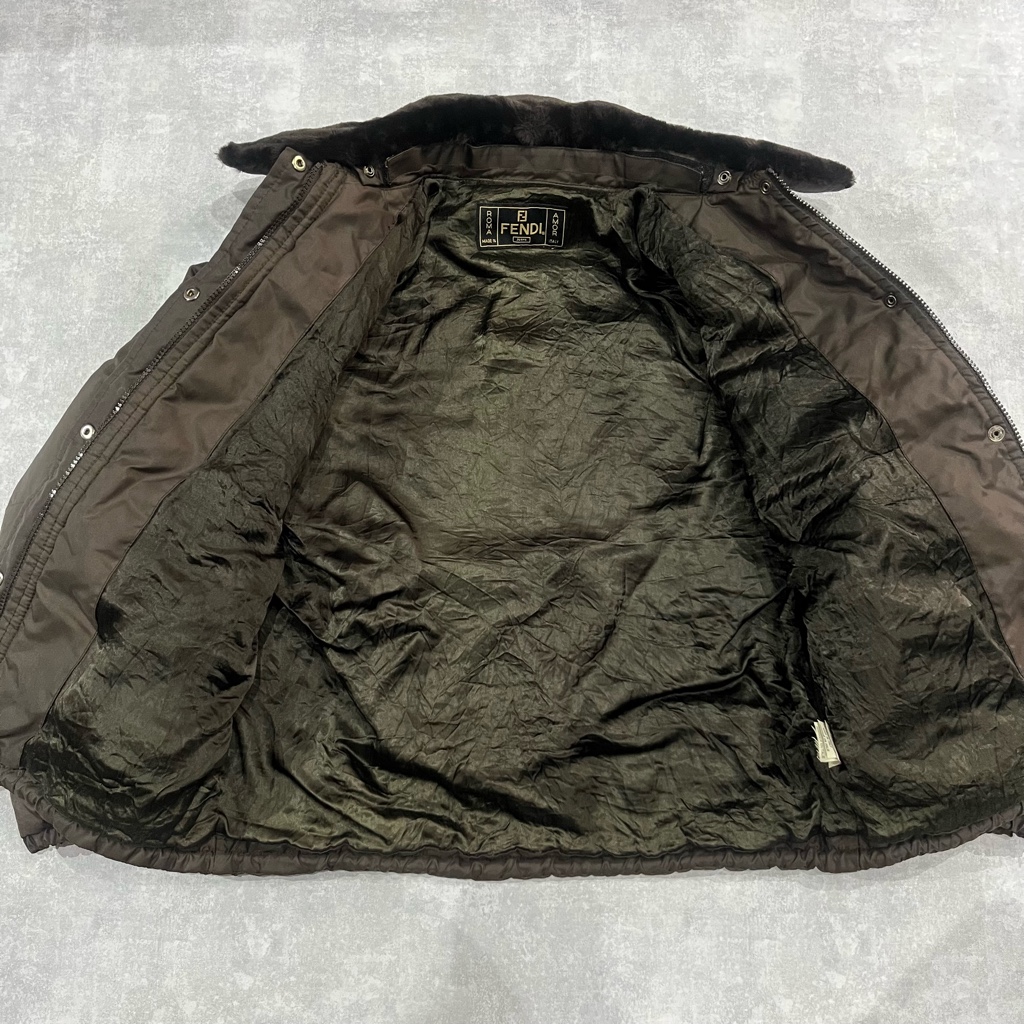 FENDI JEANS 90s ナイロンジャケット ブラウン 中綿 イタリア製 
