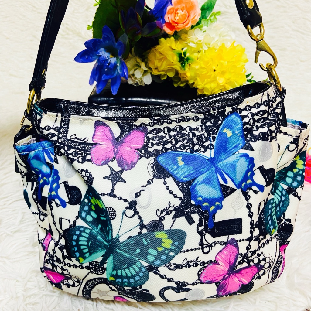 誕生日プレゼント COACH✨コーチ✨ハンドバッグ✨手提げ✨バタフライ✨蝶々 バッグ