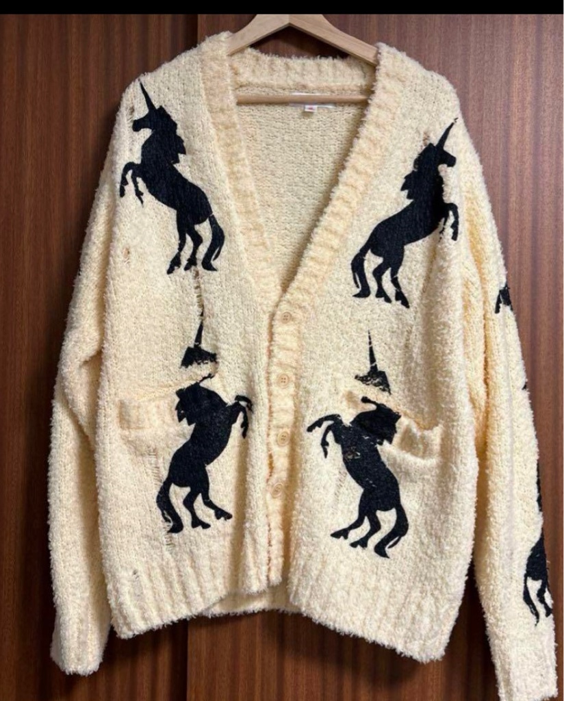 masu 23AW UNICORN GRUNGE CARDIGAN カーディガン MASU(エムエーエスユー)のUNICORN GRUNGE CARDIGAN YELLOWの通販