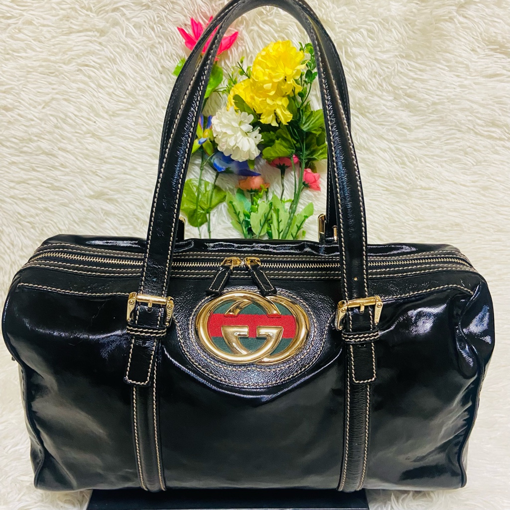 【美品✨】グッチ ボストンバッグ インターロッキング 肩掛け可 シェリーライン ほぼ未使用○GUCCI○グッチ○ショルダーバッグ○インター