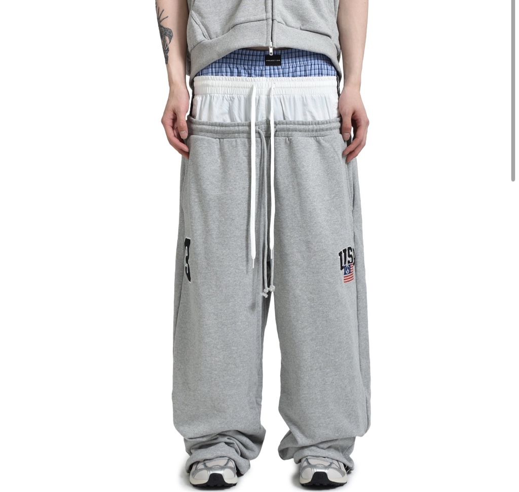 PROJECT G/R 3 LAYERED SWEAT PANTS / GRY - ARCHIVESTOCK