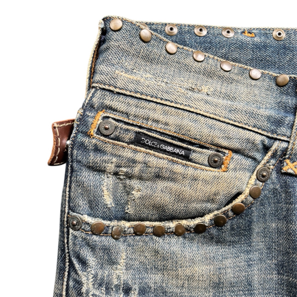 DOLCE&GABBANA 05SS スタッズ ベルト デニムパンツ